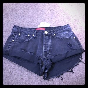 Dark Denim High Waisted Shorts